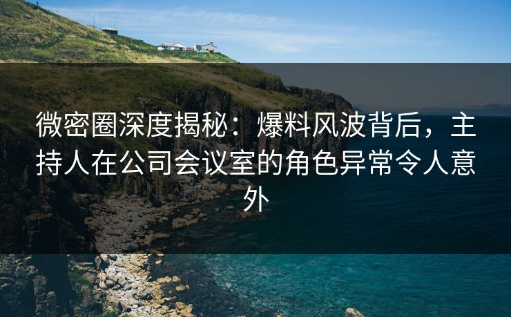 微密圈深度揭秘：爆料风波背后，主持人在公司会议室的角色异常令人意外