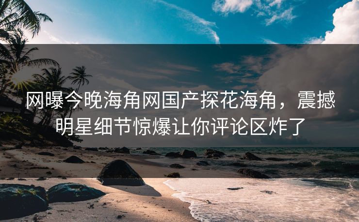 网曝今晚海角网国产探花海角，震撼明星细节惊爆让你评论区炸了
