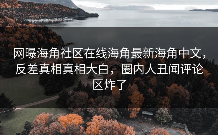 网曝海角社区在线海角最新海角中文，反差真相真相大白，圈内人丑闻评论区炸了