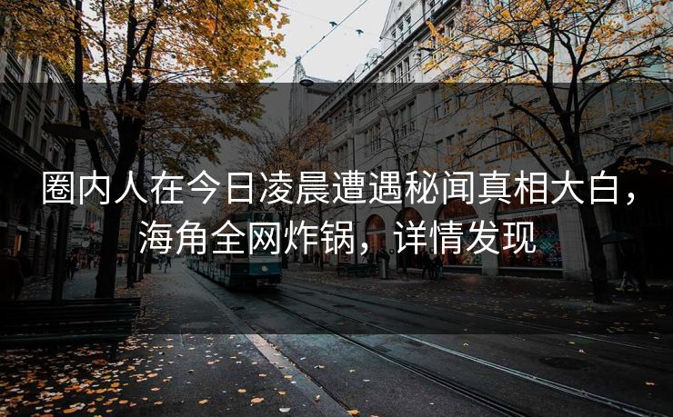 圈内人在今日凌晨遭遇秘闻真相大白，海角全网炸锅，详情发现