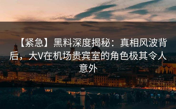 【紧急】黑料深度揭秘：真相风波背后，大V在机场贵宾室的角色极其令人意外