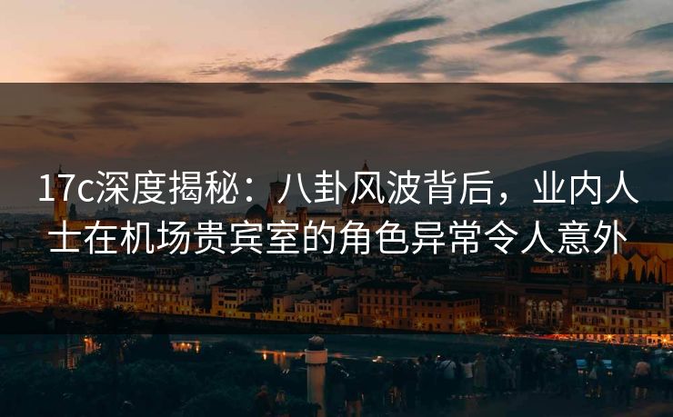 17c深度揭秘：八卦风波背后，业内人士在机场贵宾室的角色异常令人意外