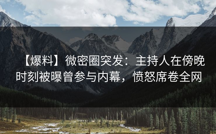 【爆料】微密圈突发：主持人在傍晚时刻被曝曾参与内幕，愤怒席卷全网
